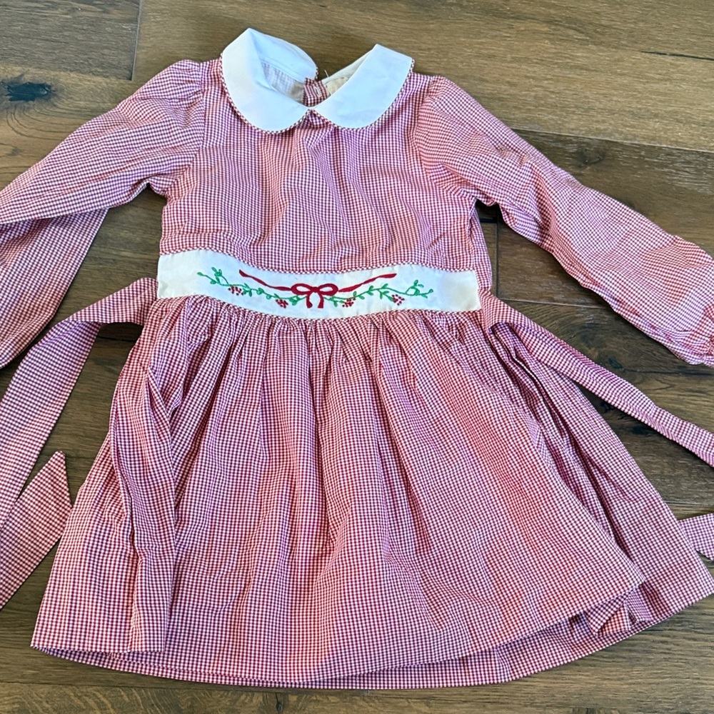 Red Gingham Kids Christmas Dress